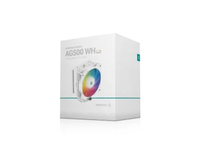 DeepCool AG500 WH ARGB Single-Tower Performance CPU Cooler, 5 Copper Heat Pipes, 120mm ARGB PWM Fan, White