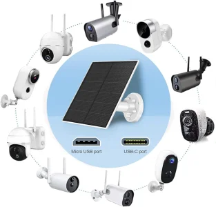 Solar Panel Charger for Security Cameras,5W USB Solar
